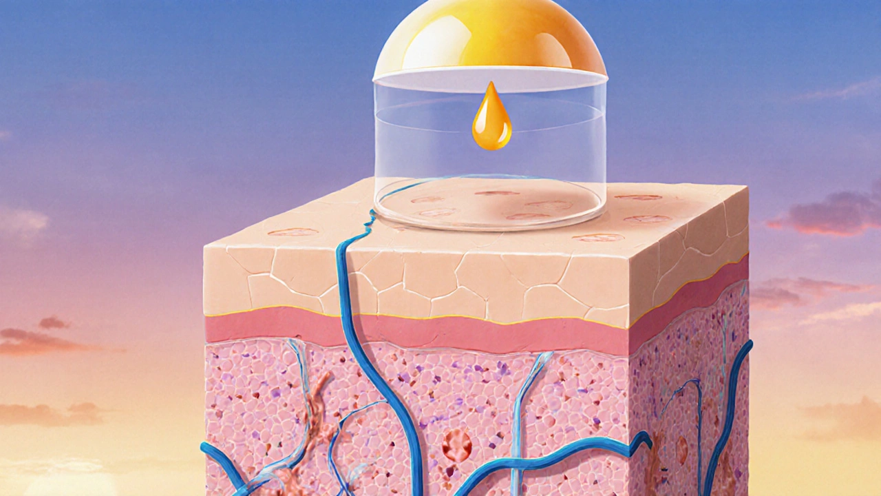 Healthy skin barrier as a protective mosaic shield defending against UV rays and pollution, symbolizing daily skin defense.