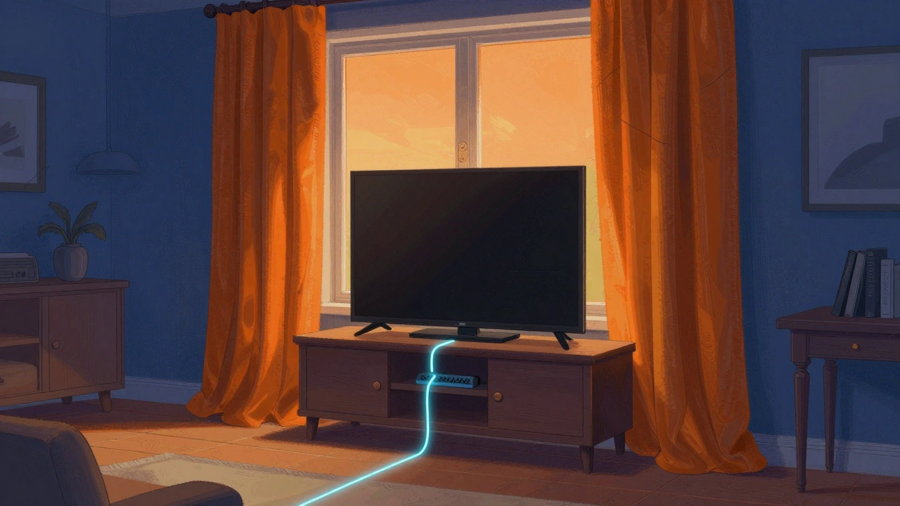 Conceptual illustration of a home with thermal insulation and a smart power strip reducing energy waste