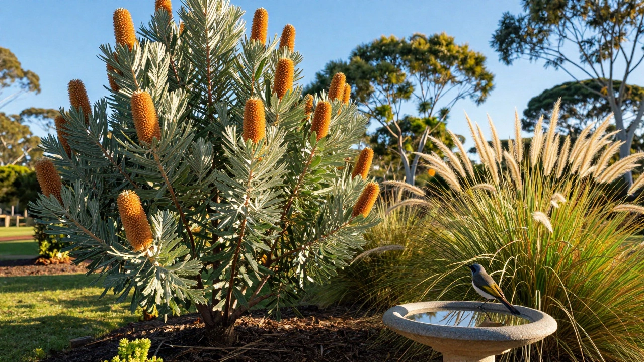 Native Australian plants with birds and bees