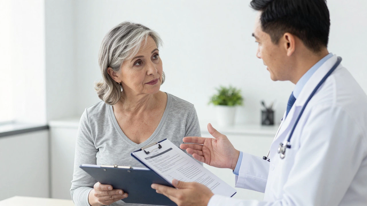 Senior woman consulting doctor about fitness safety and health limits