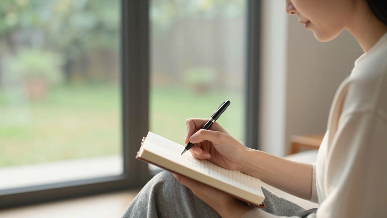 Person journaling peacefully in a sunlit room for mental clarity