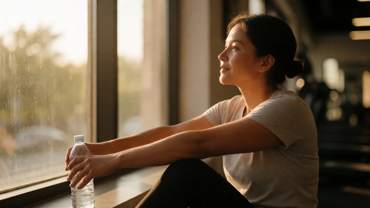 Fit person stretching calmly after a full-body workout