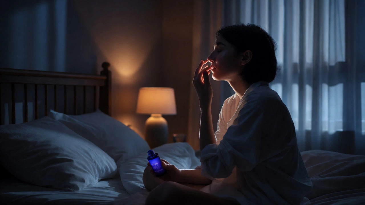 Person applying retinol serum at night