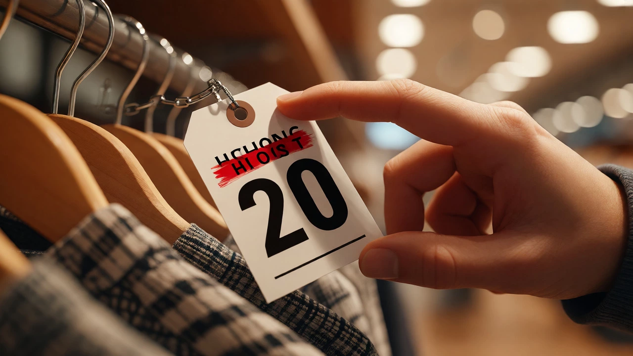 Hand reaching for a discounted price tag illustrating anchoring bias
